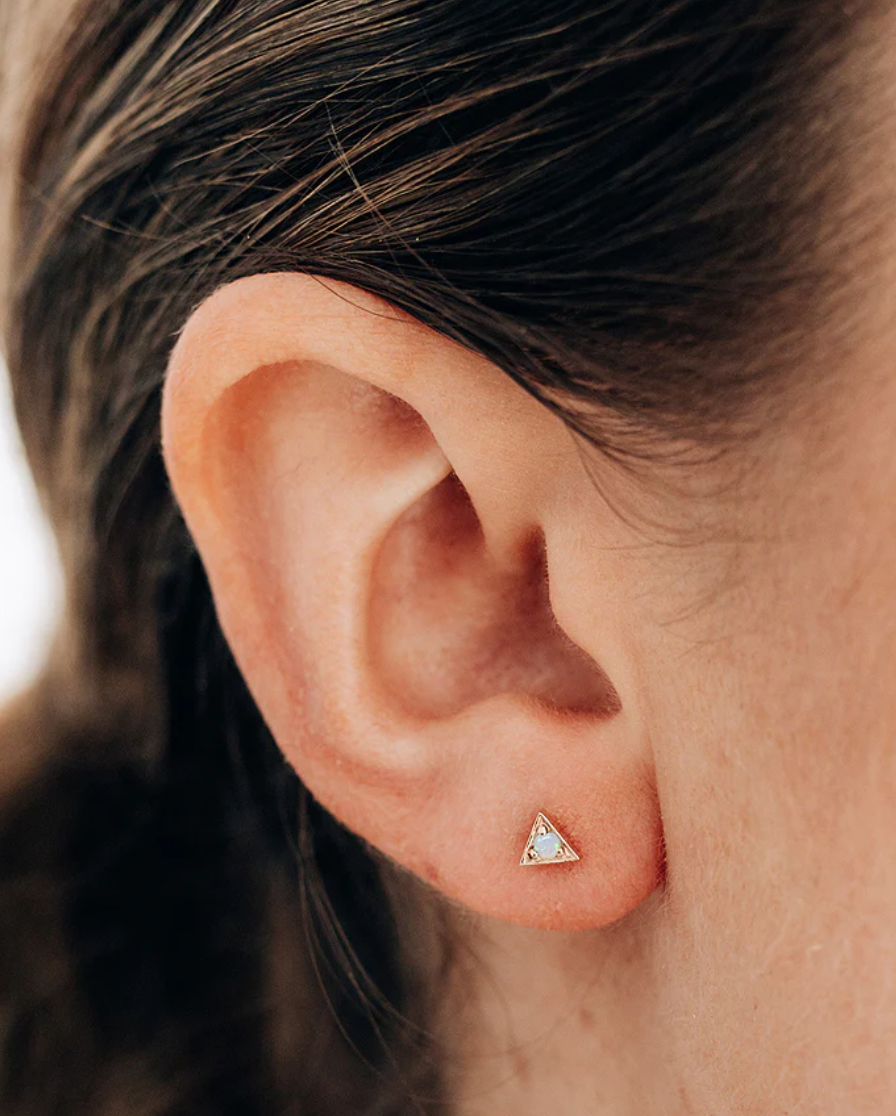 Cléo Triangle Gemstone Studs-Pair