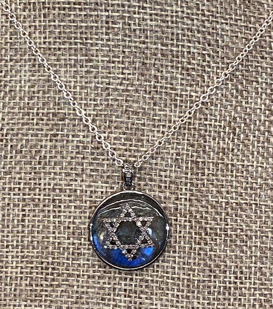 Sterling and Labradorite Star of David Pendant