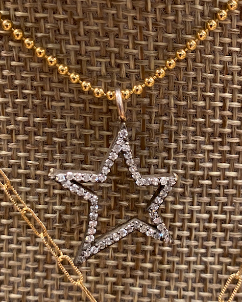 Sterling Silver and Diamond Open Star Charm