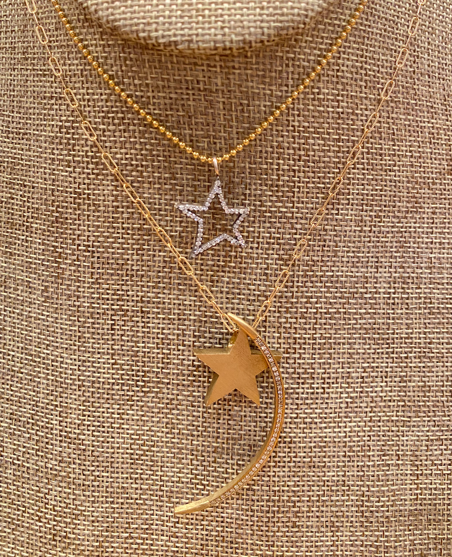 Sterling Silver and Diamond Open Star Charm