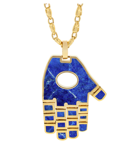 Articulated Hamsa Pendant - Lapis