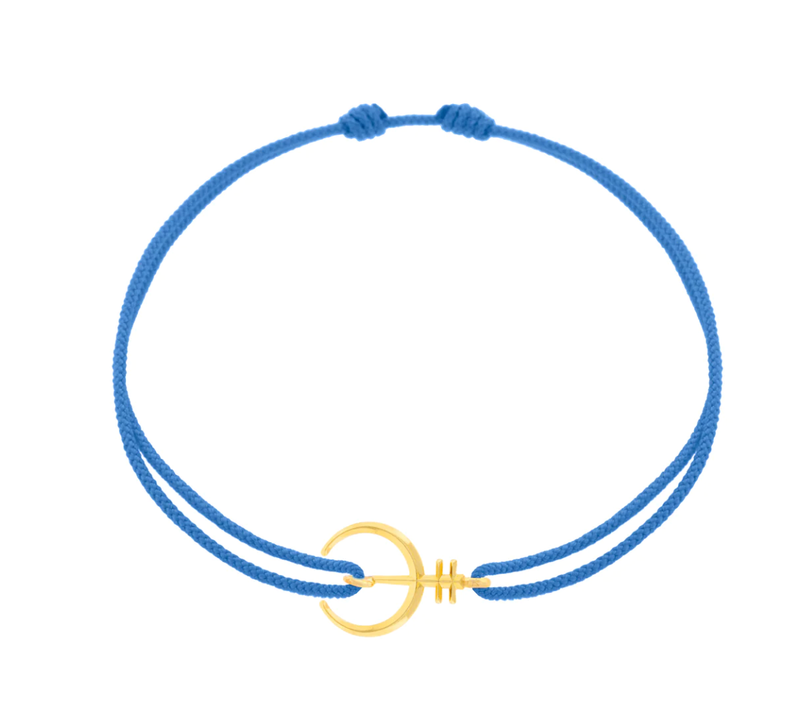 Small Moor Protection Symbol on a Light Blue Cord Bracelet