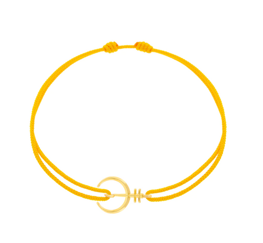 Small Moor Protection Symbol on a Yellow Cord Bracelet