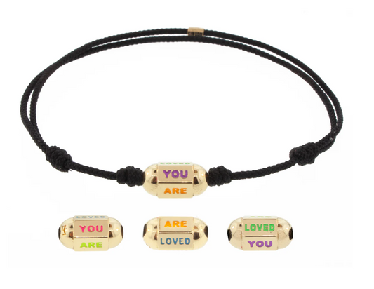 You Are Loved Hexagon Bolt Bead on a Cord Bracelet