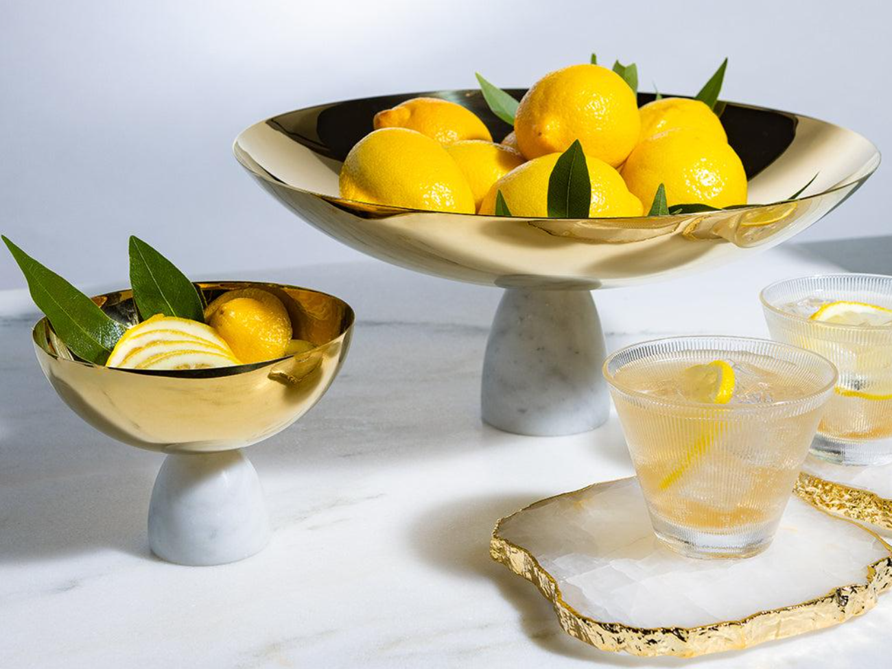 Coluna Fruit Bowl, Marble & Gold