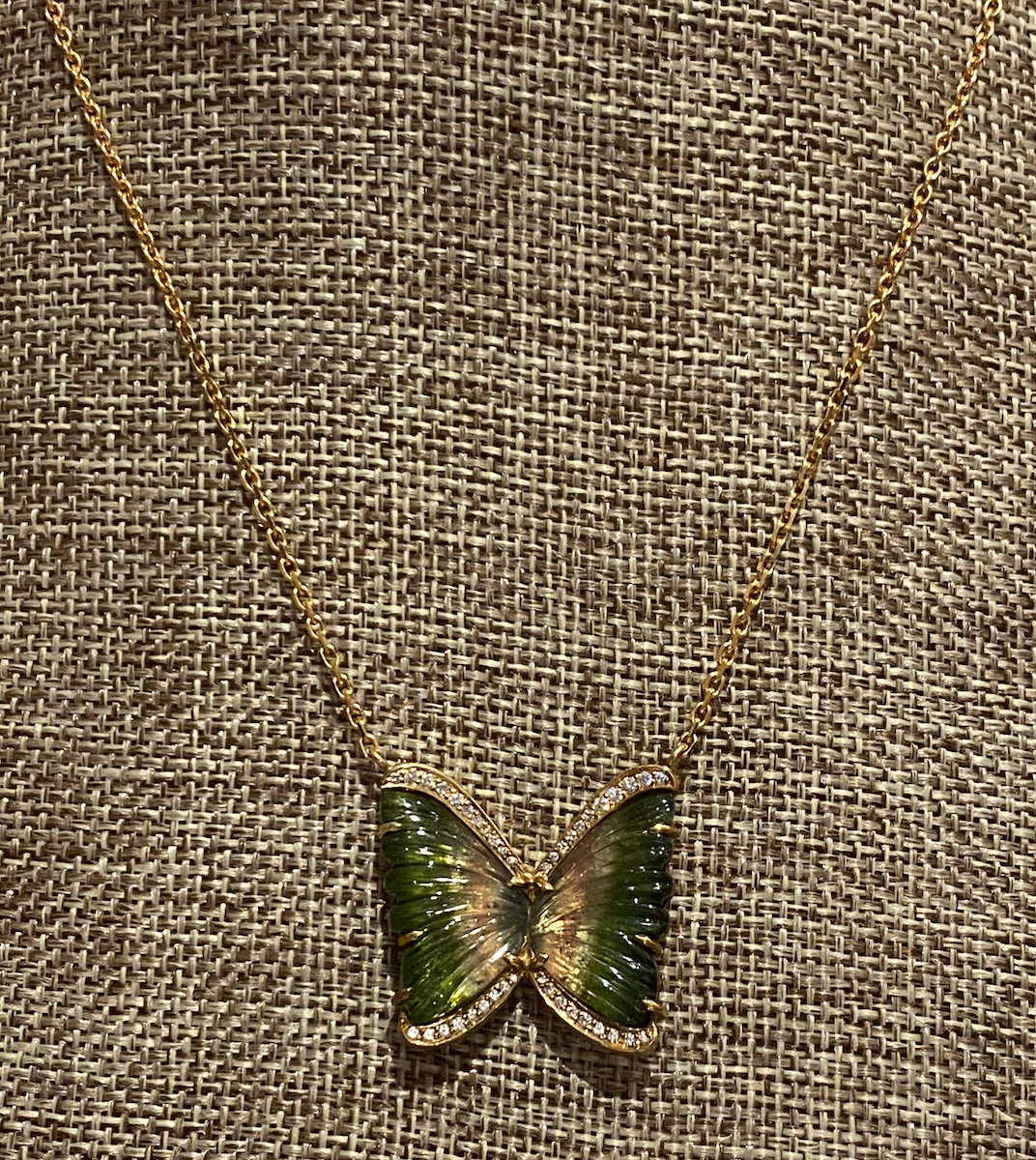 Green Tourmaline Butterfly Necklace