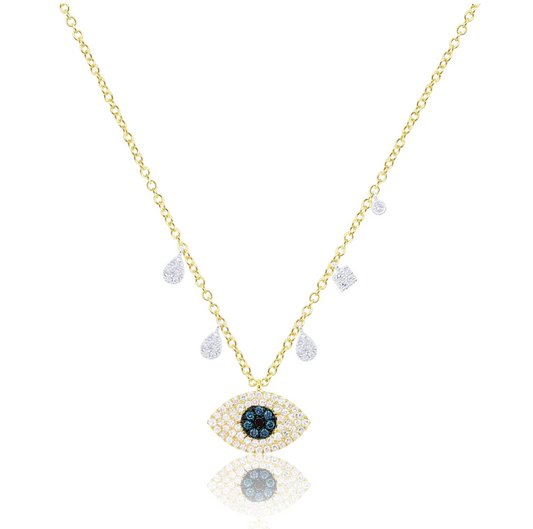 Yellow Gold Diamond Evil Eye Necklace