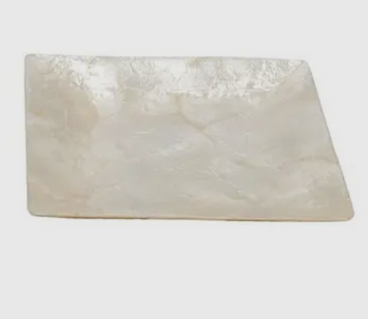 6" Capiz Square Plate: Natural White