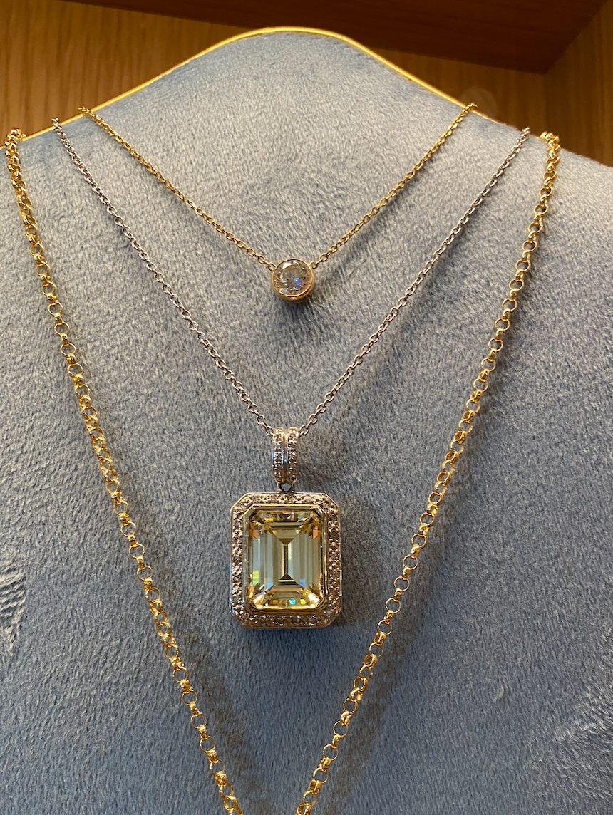 Citrtine and Diamond Pendant Necklace