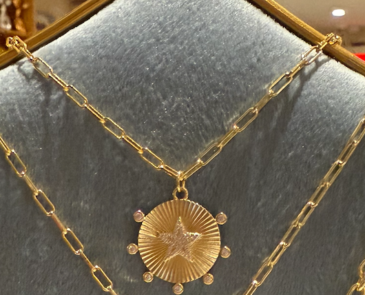 Fluted Stering Star Necklace