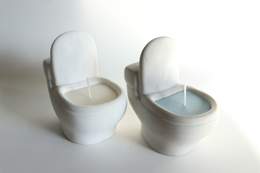 Toilet Bowl Candle - White: White/Blue Wax / FRESH LINEN