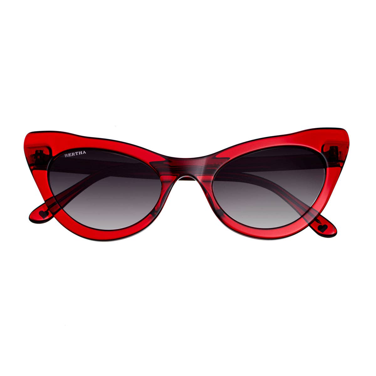 Bertha Kitty Handmade-in-Italy Polarized Cat-Eye Sunglasses: Red