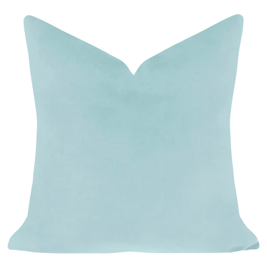 Spa Blue 22x22 Solid Velvet Pillow: 22" x 22" Throw Pillow