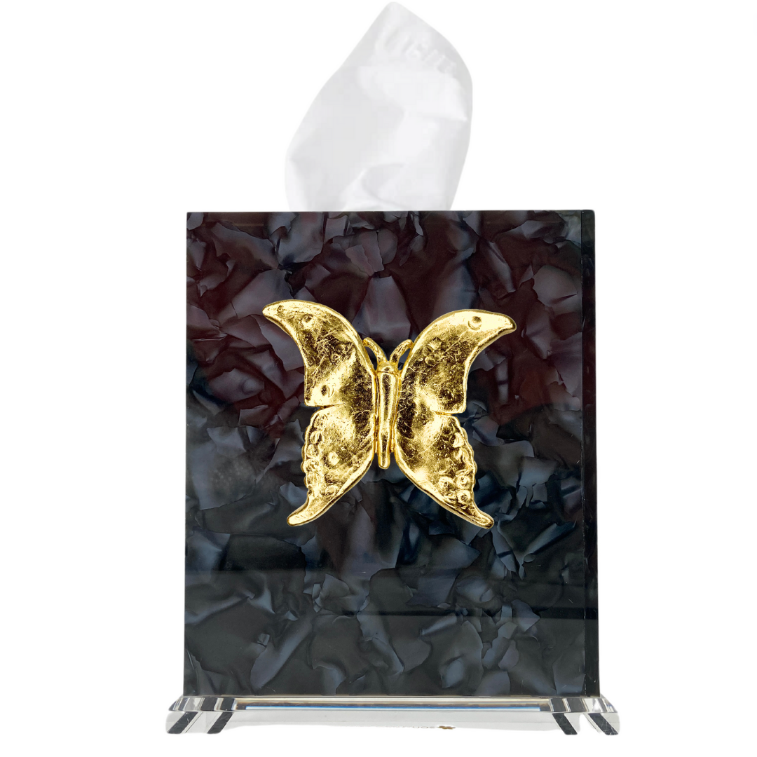 Butterfly 2 Boutique Tissue Box Cover: Pearl