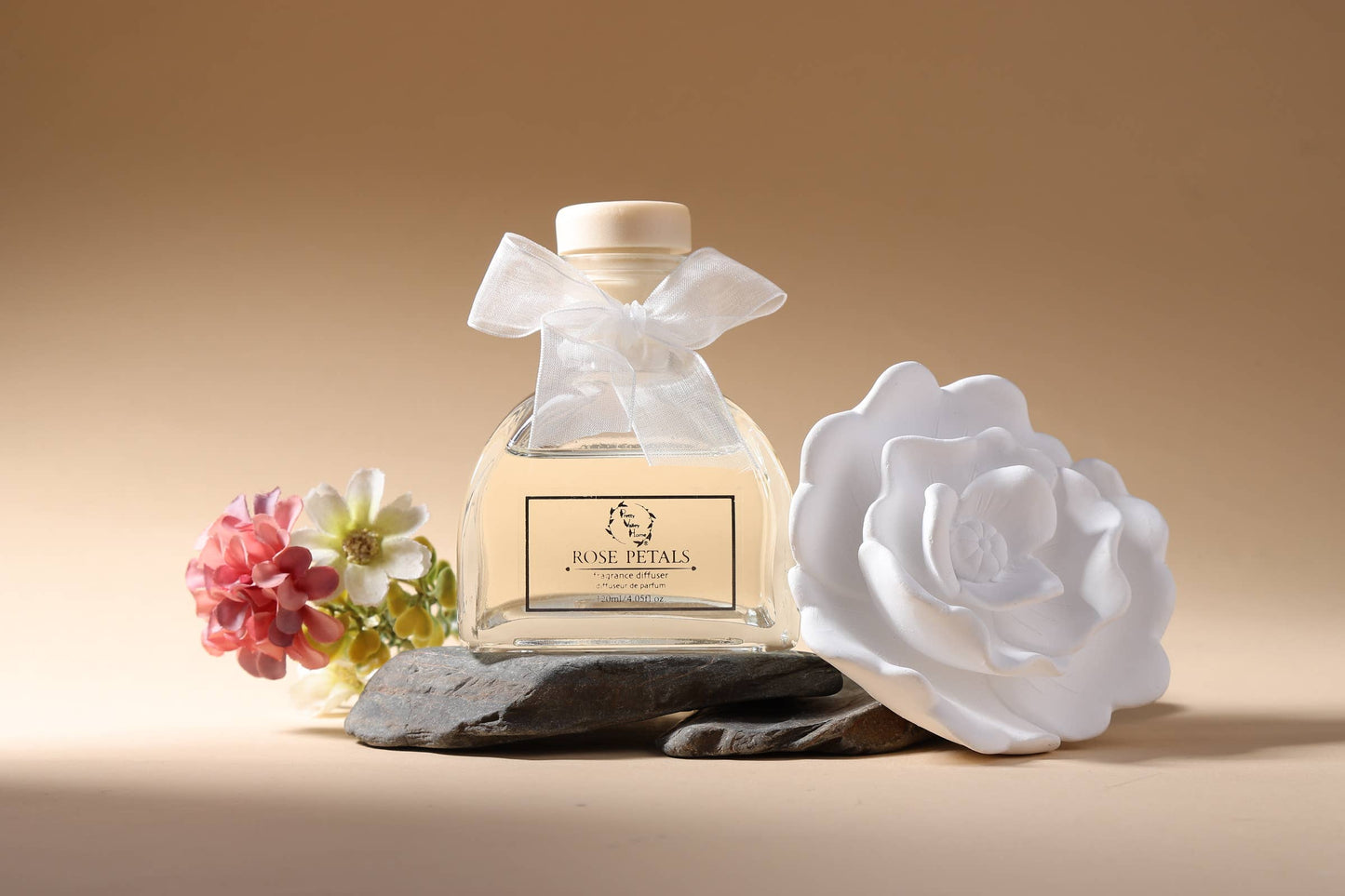 Sunshine Rose Ceramic Flower Diffuser Gift Set - Rose Petals