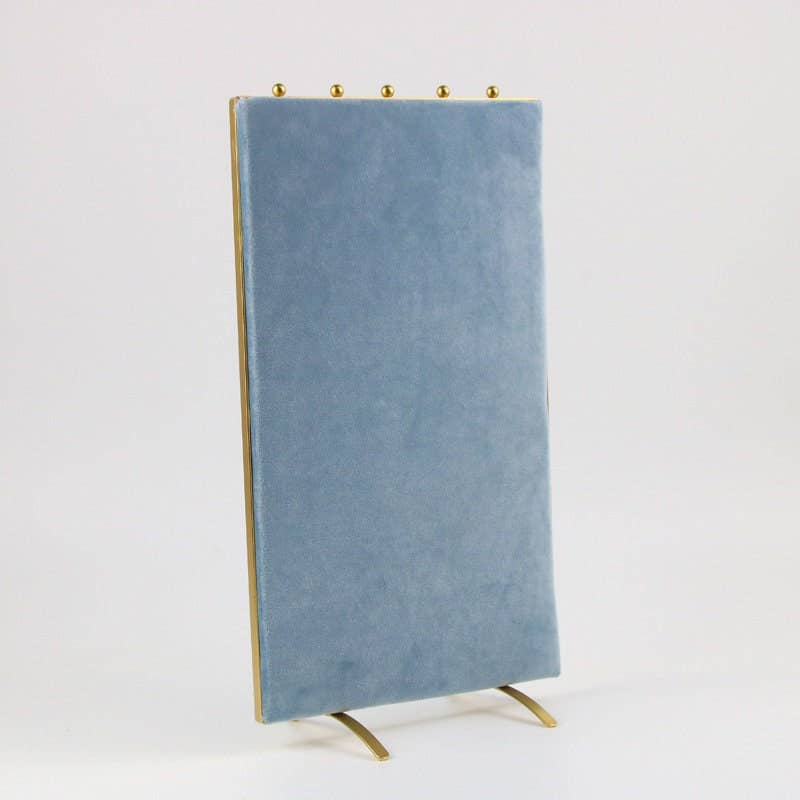 Vintage Inspired 2-Sided Velvet Jewelry Display Panel Stand: Large / Blue (Reversible)