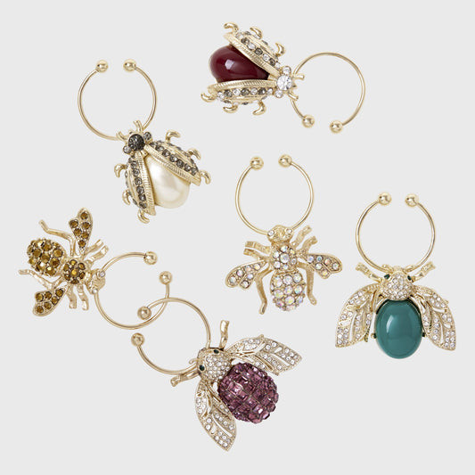 Bedazzled Bee Wine Charms - Dark Jewel Tones