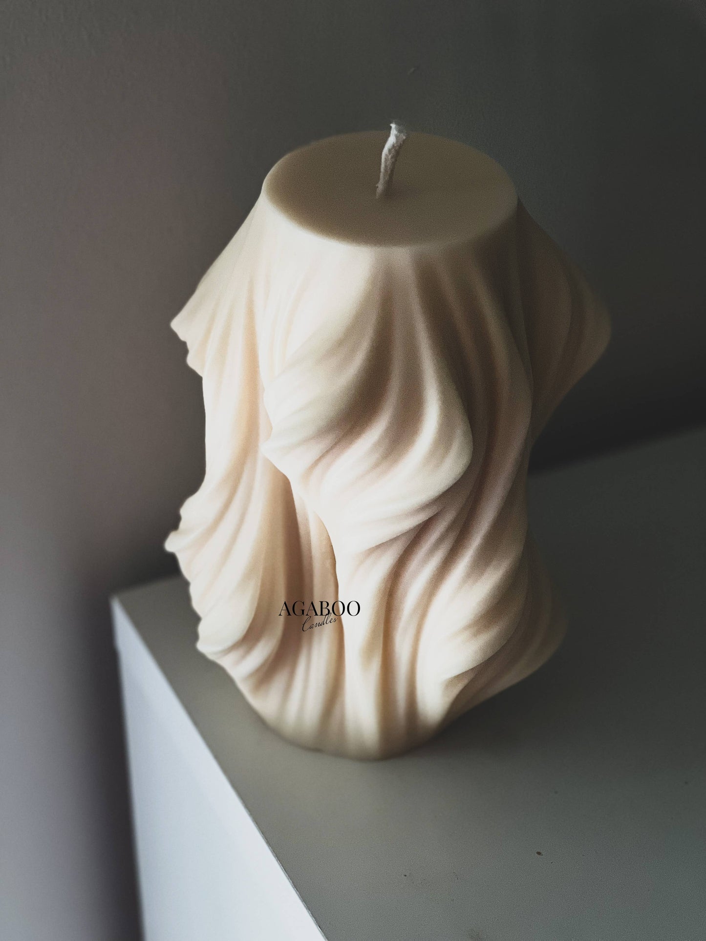 Huge Wave Stripe Column Candle 7x4in: Breeze - Blue Spruce