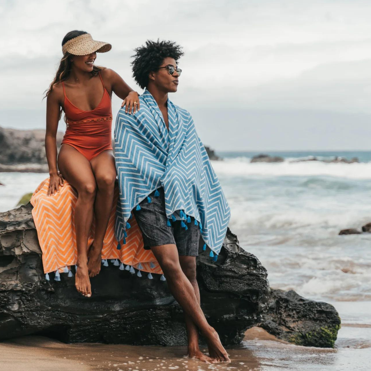 Blue Zigzag Turkish Towel