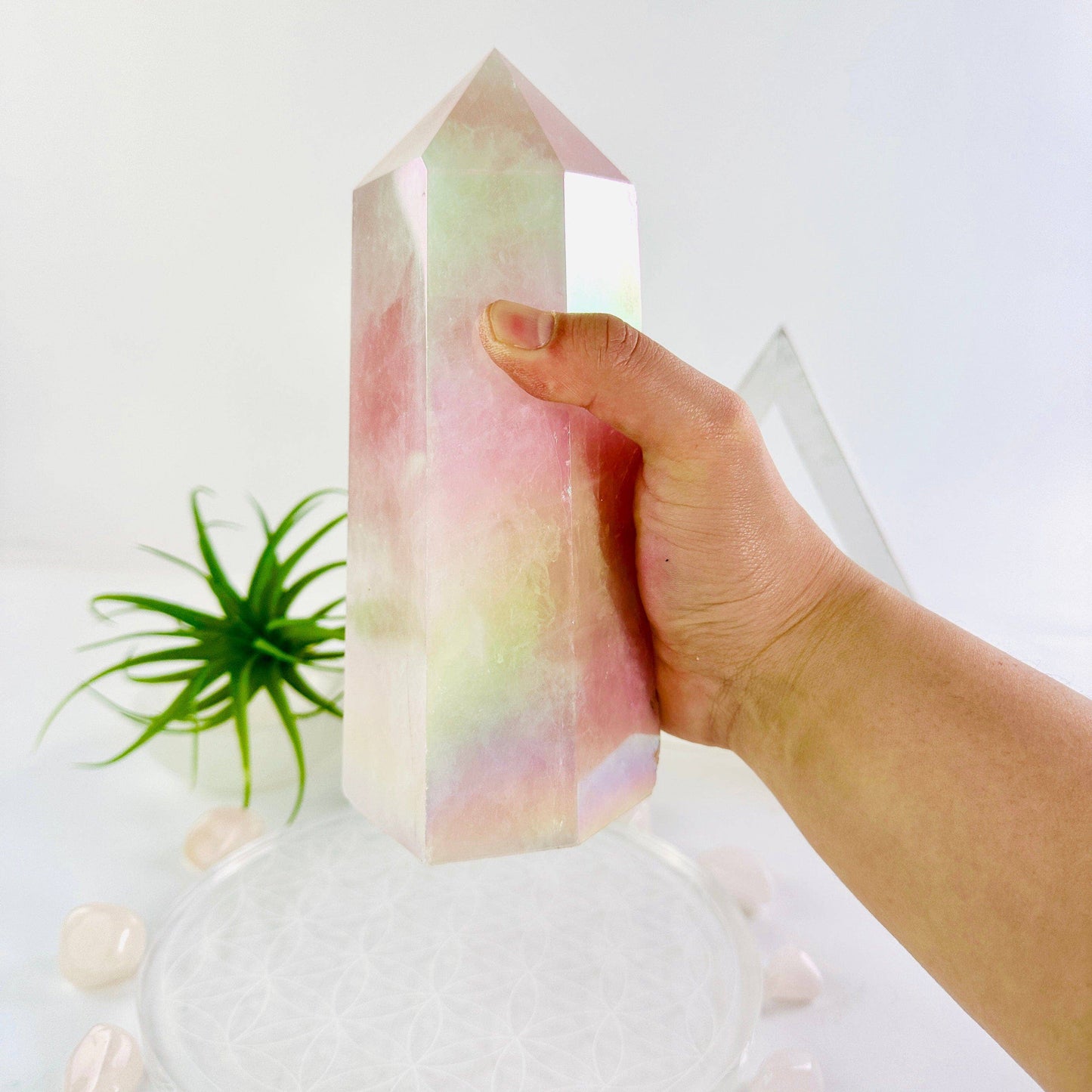 Angel Aura Rose Quartz Generator Tower Crystal