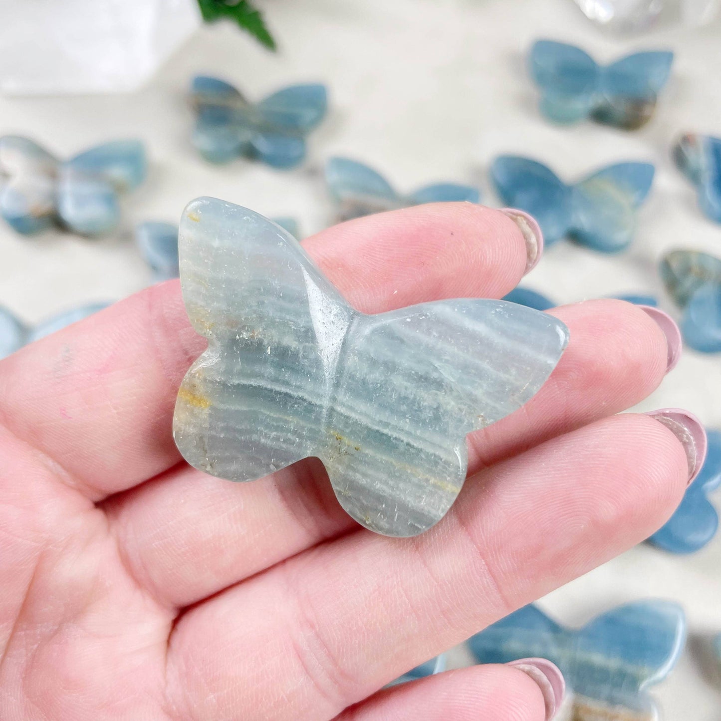 Blue Onyx Butterfly Carving