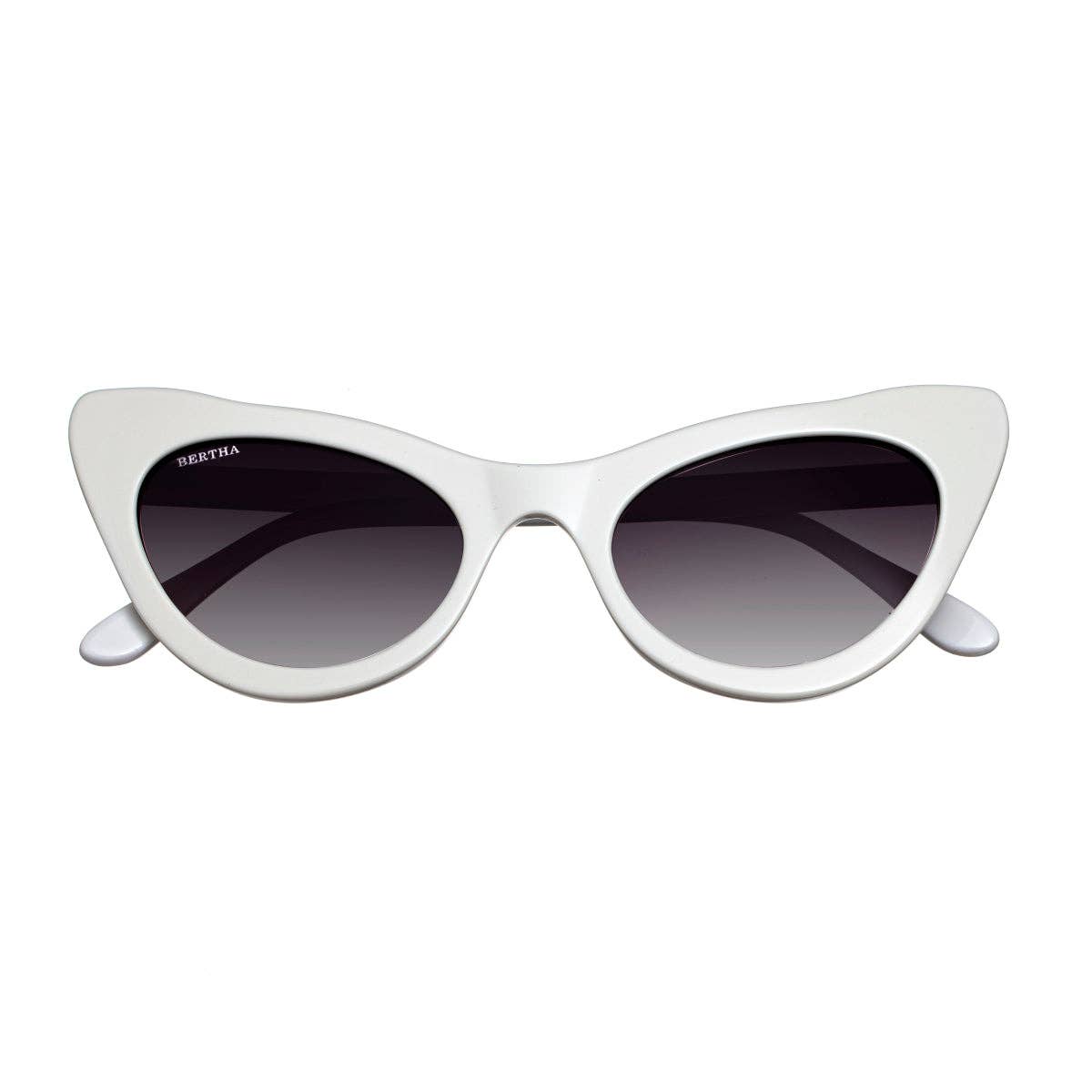 Bertha Kitty Handmade-in-Italy Polarized Cat-Eye Sunglasses: White