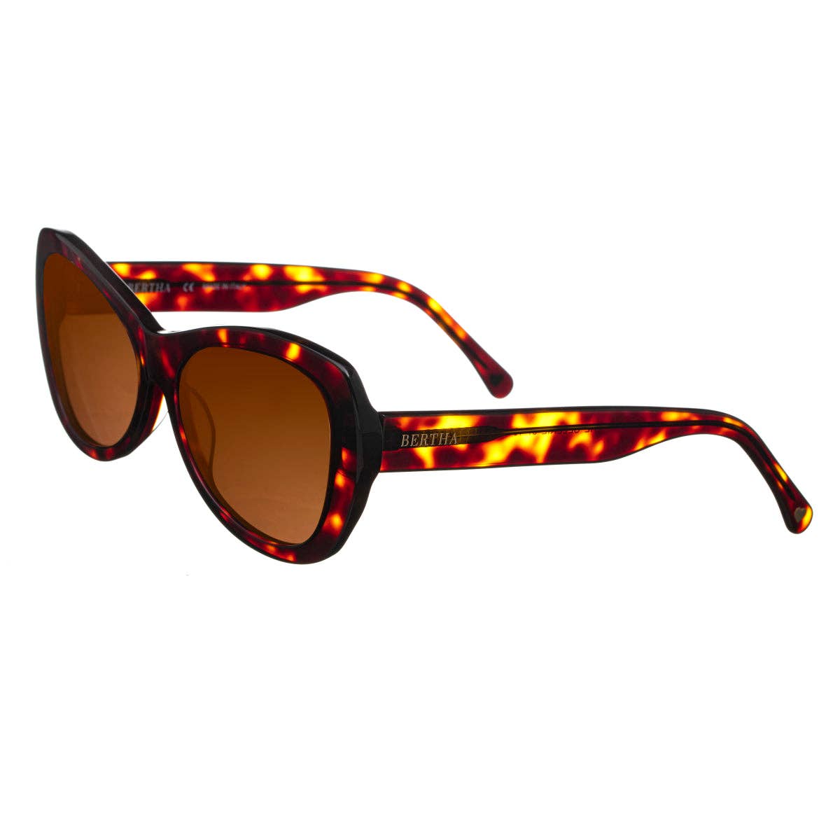 Bertha Celerie Handmade-in-Italy Polarized Oval Sunglasses: Orange