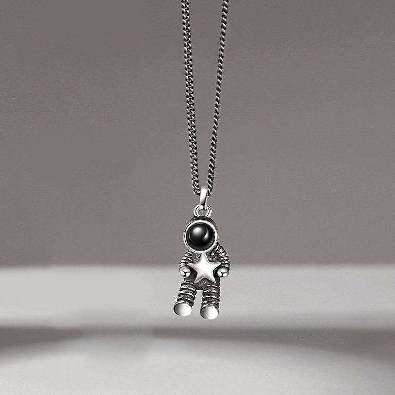 Astronaut Spaceman Matching Necklace in 925 Sterling Silver: Female Astronaut-1pc