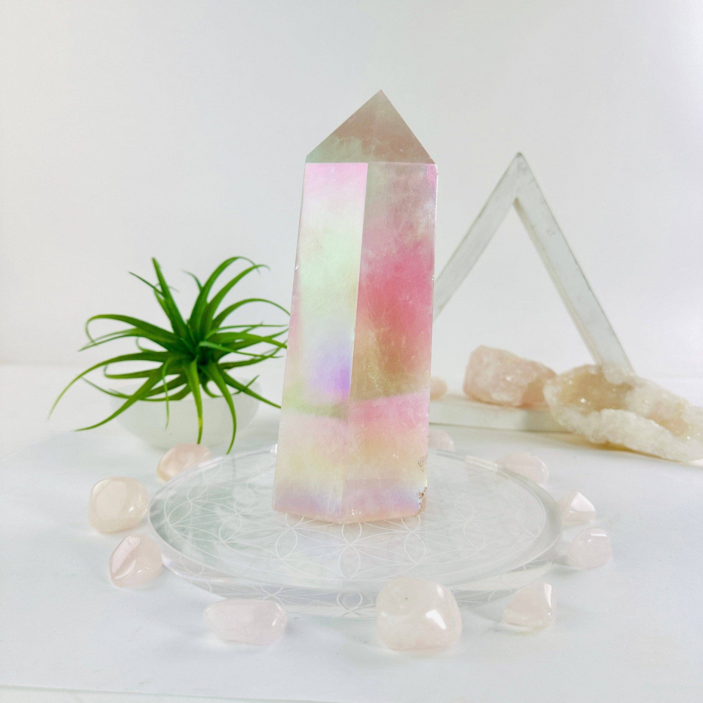 Angel Aura Rose Quartz Generator Tower Crystal