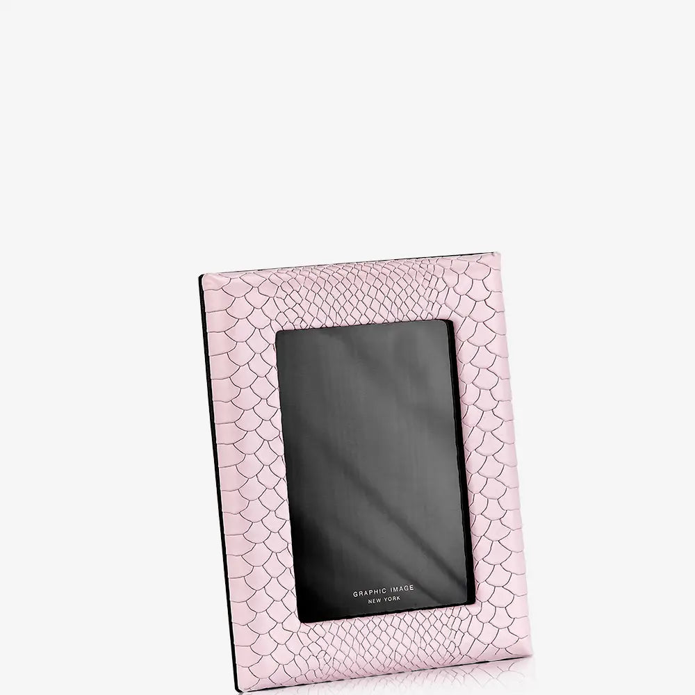 5 x 7 Frame in Petal Pink Embossed Python Leather