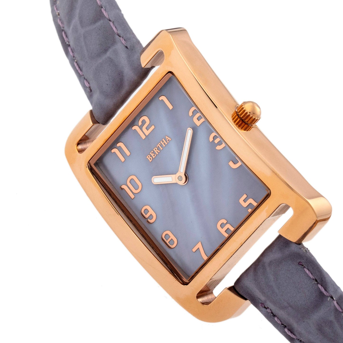 Bertha Marisol Mother-of-Pearl Leather-Band Swiss Watch: Lavender