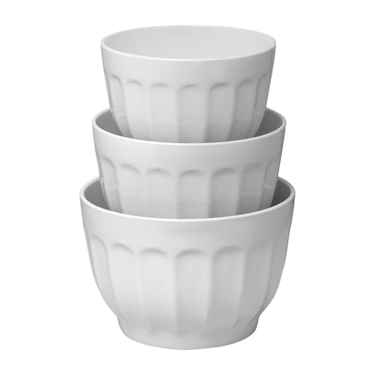 3-Piece Latte Melamine Mixing Bowl, White