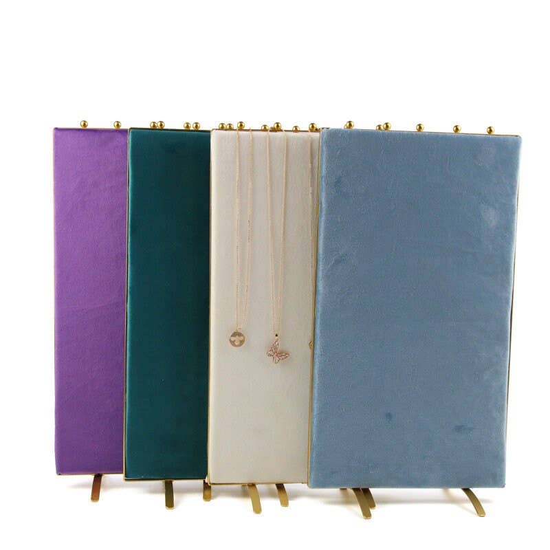 Vintage Inspired 2-Sided Velvet Jewelry Display Panel Stand: Large / Blue (Reversible)