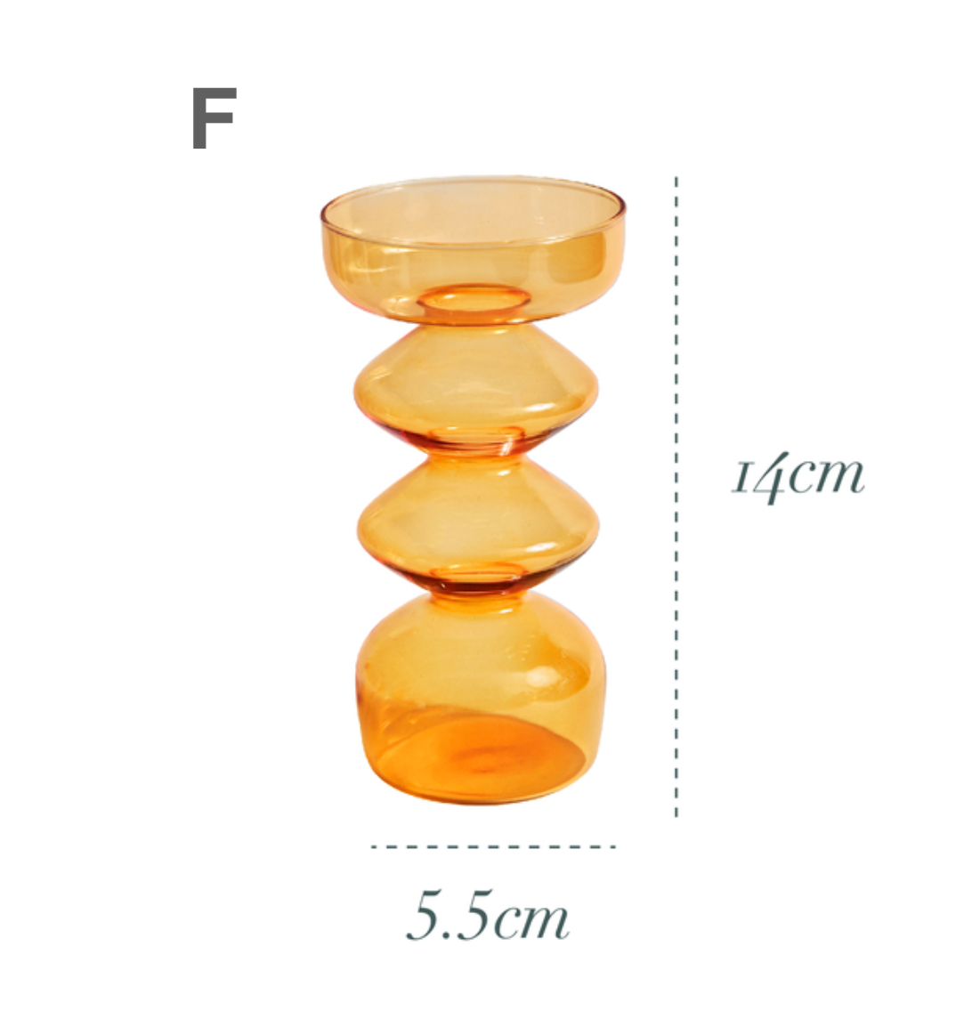 Orange Glass Candlestick Holder: H