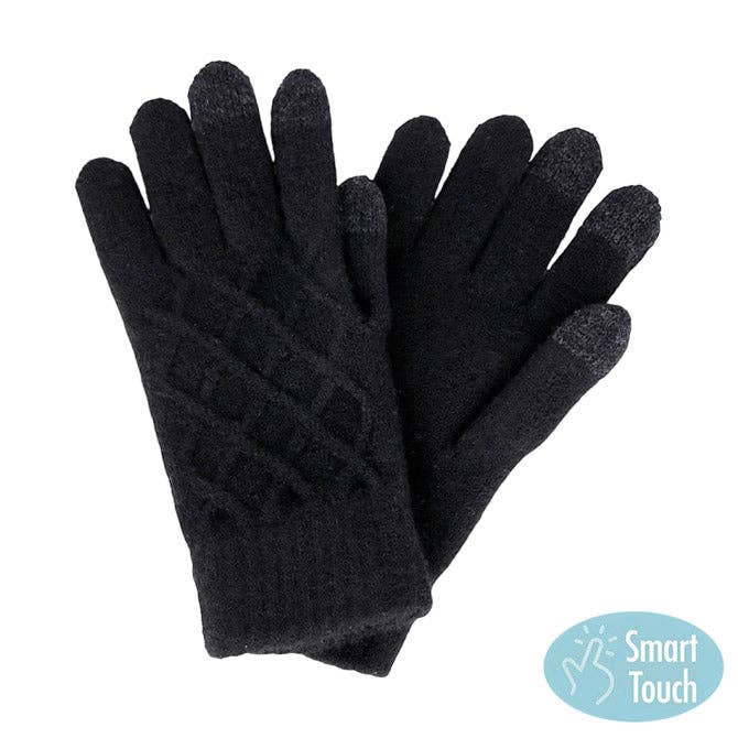 Soft Knit Touch Smart Gloves: Taupe