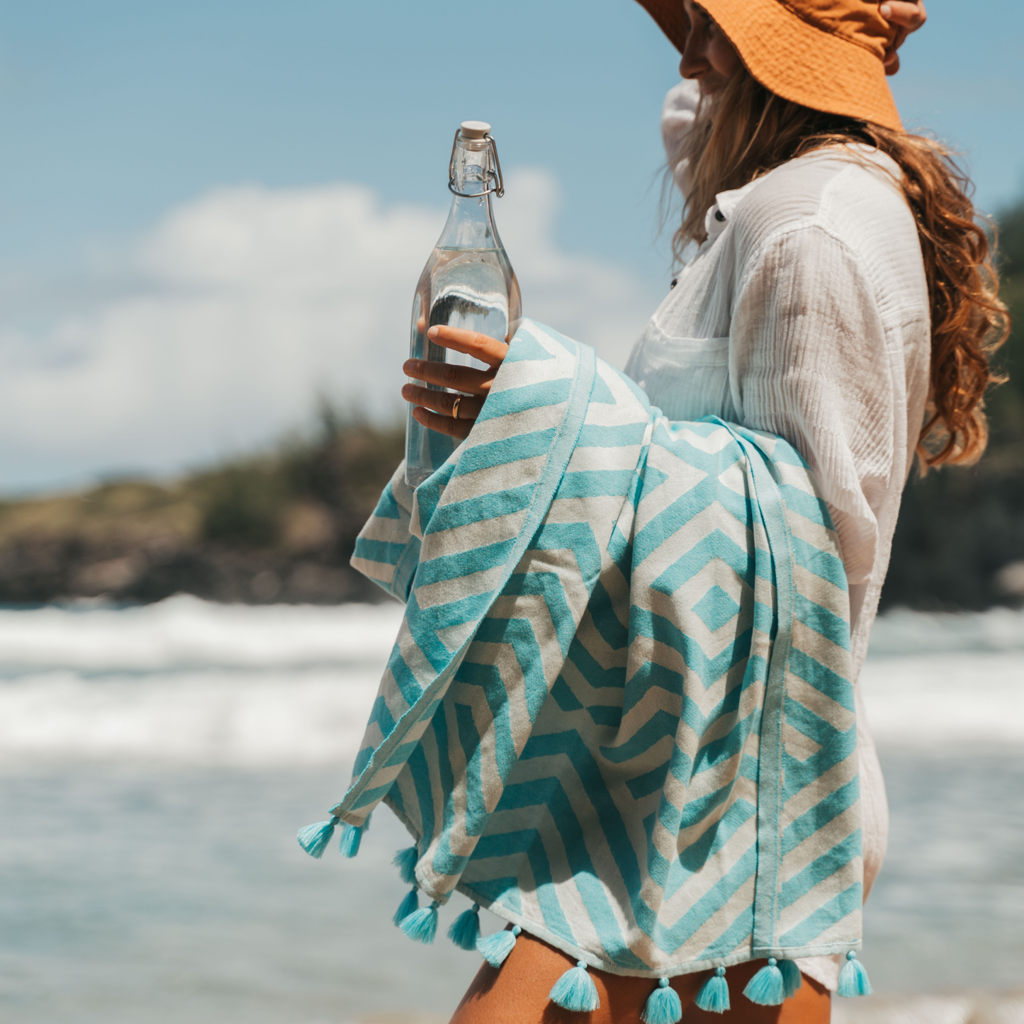 Blue Geometric Turkish Towel