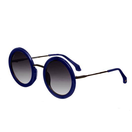 Bertha Quant Handmade-in-Italy Polarized Round Sunglasses: Navy