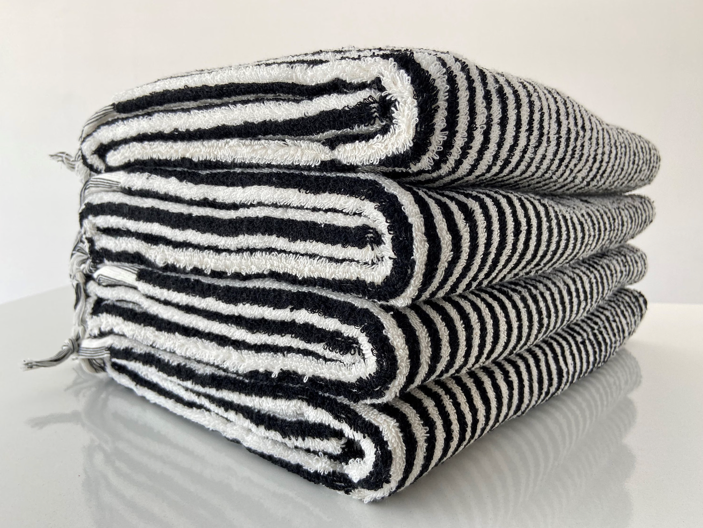 Black Stripe BathTowel 36x 70, Beach Towel, Soft Thick Towel, Organic