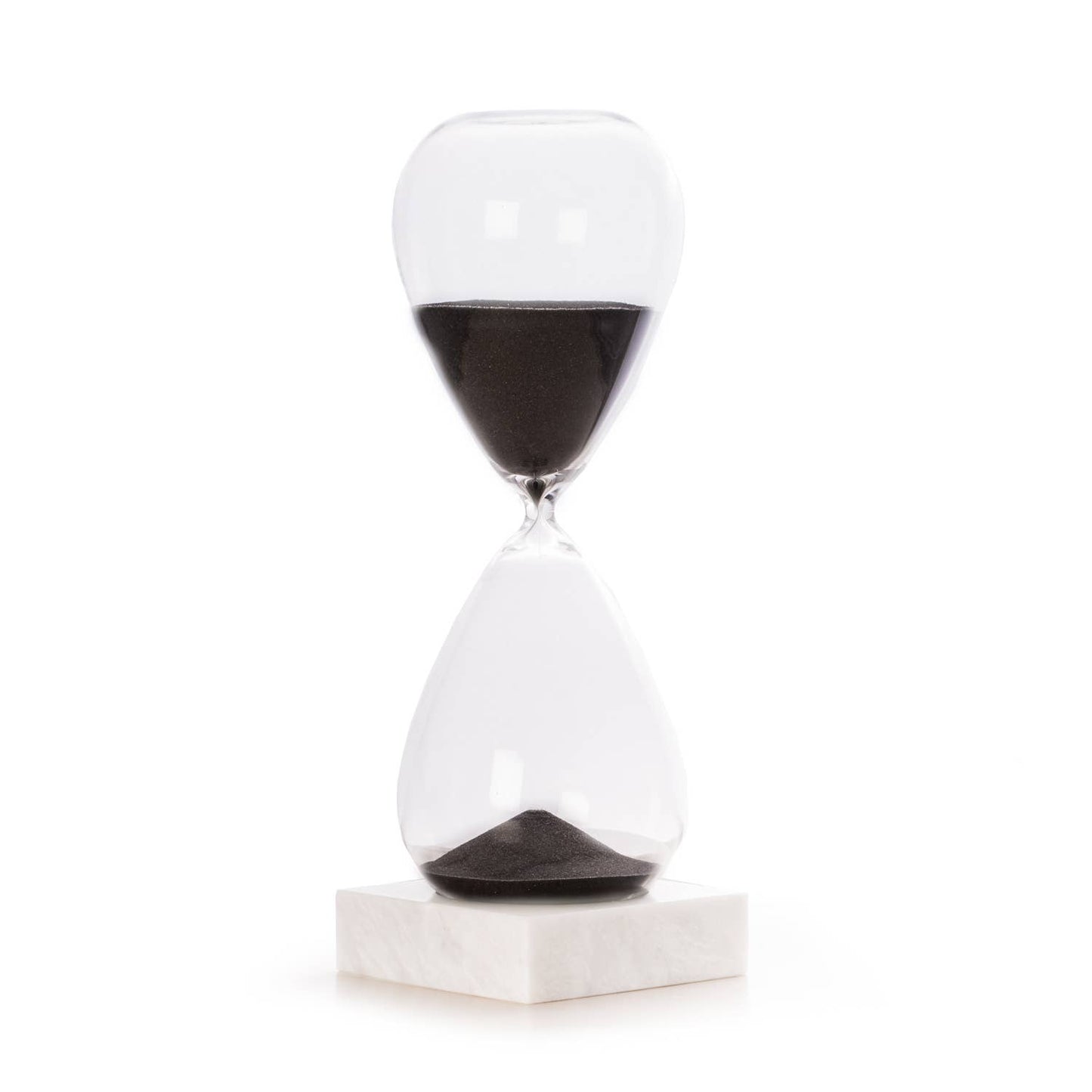 90 Minute Hourlass Sand Timer on Marble Base - Black Sand