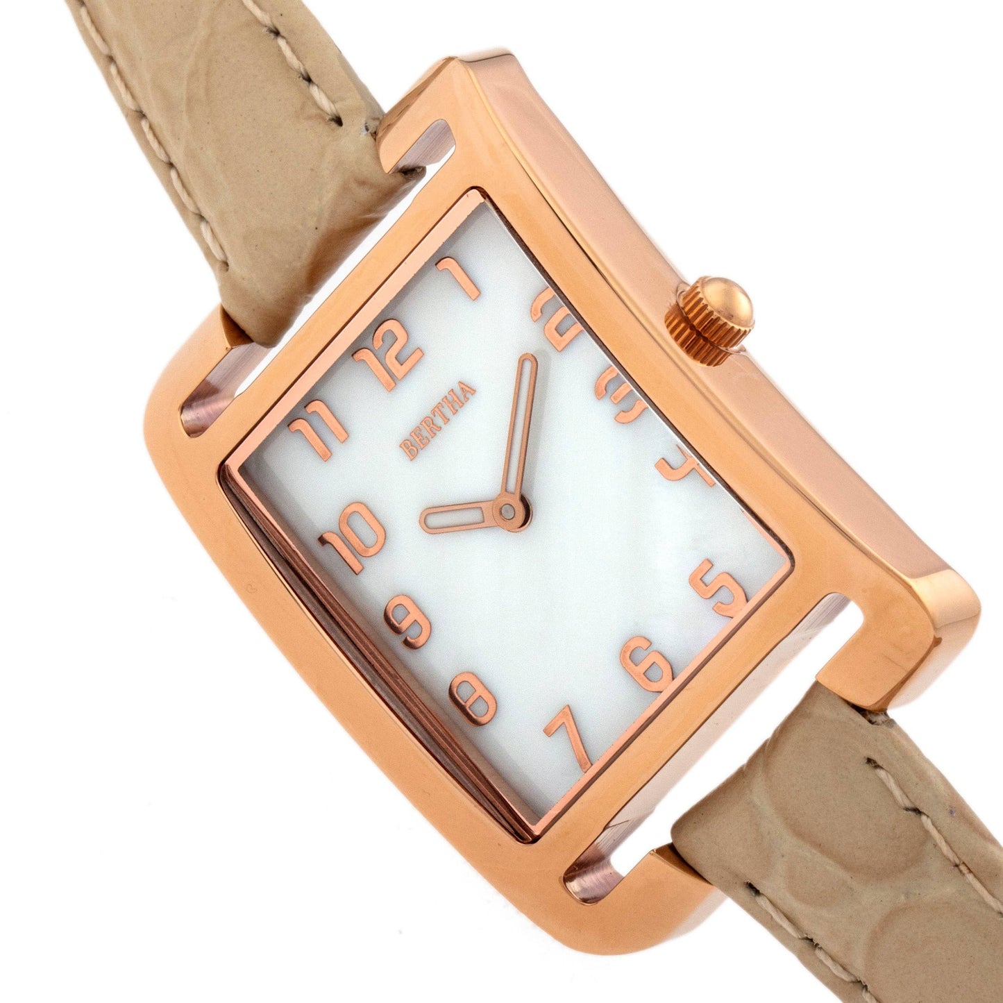 Bertha Marisol Mother-of-Pearl Leather-Band Swiss Watch: Lavender