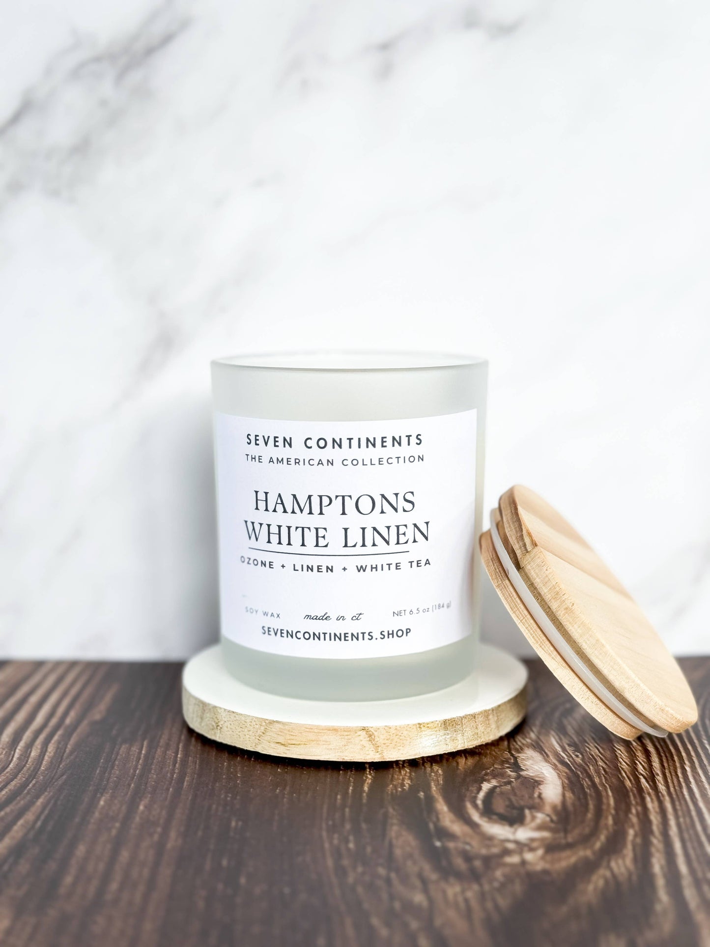 Hamptons White Linen Candle  - White Frosted Glass