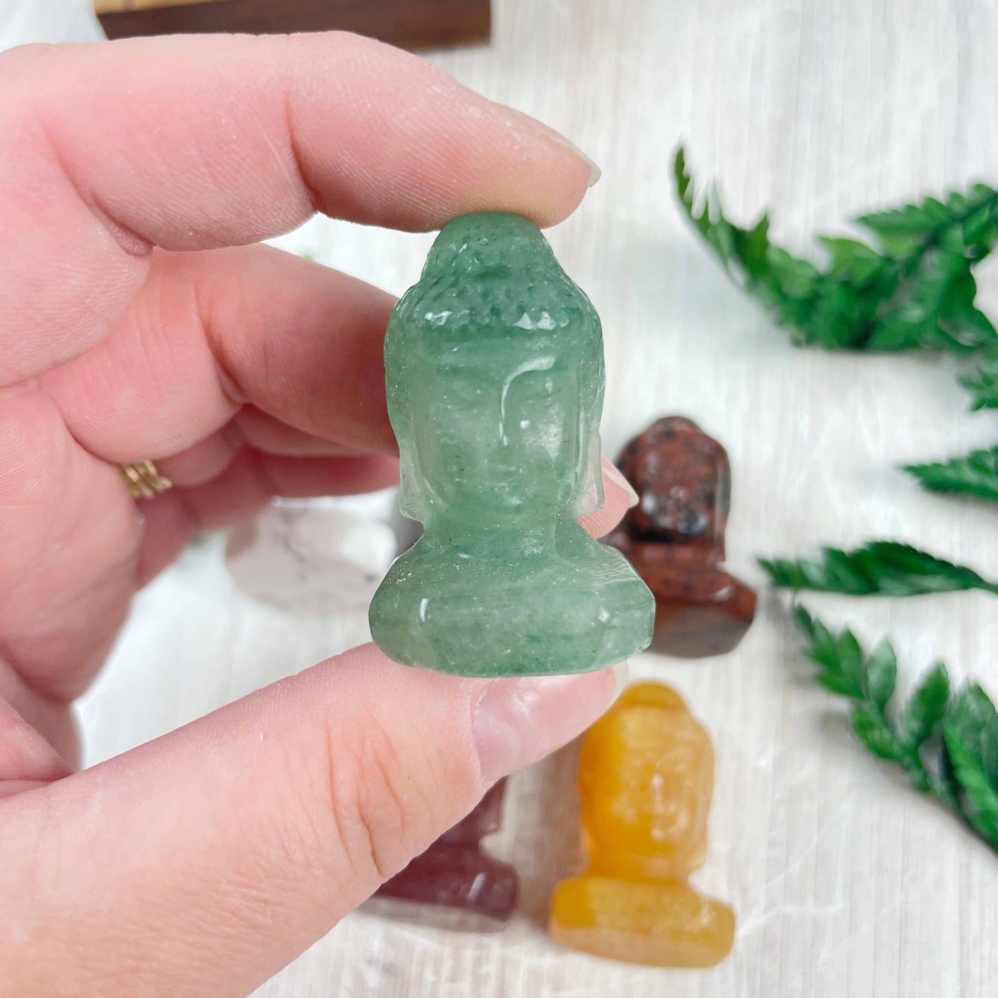 Crystal Buddha Carving: Green Aventurine