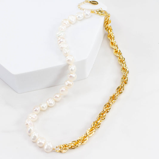 Fresh water Pearl and Rope Chain Necklace