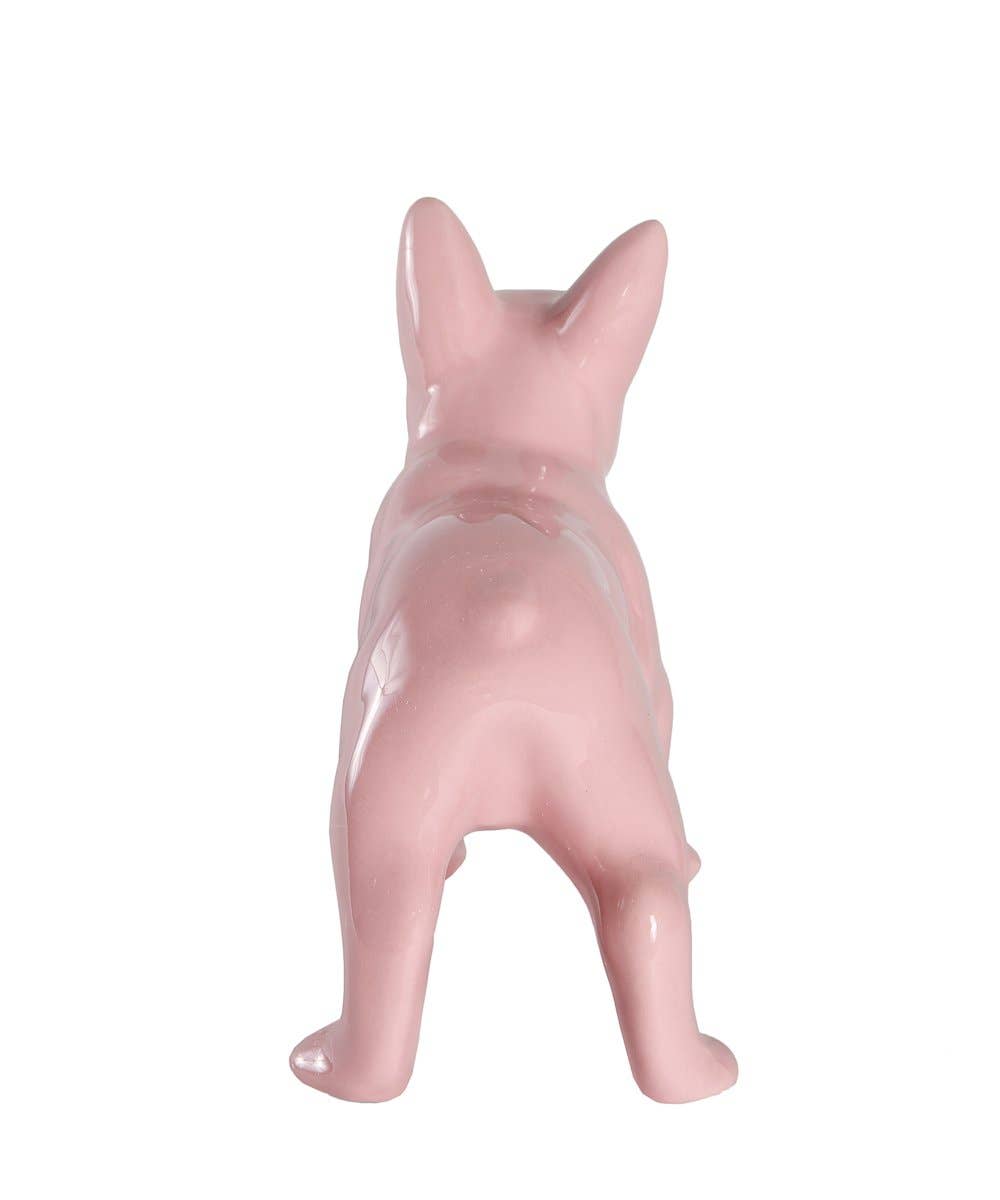 Standing Frenchie Ceramic Statue: Glossy White