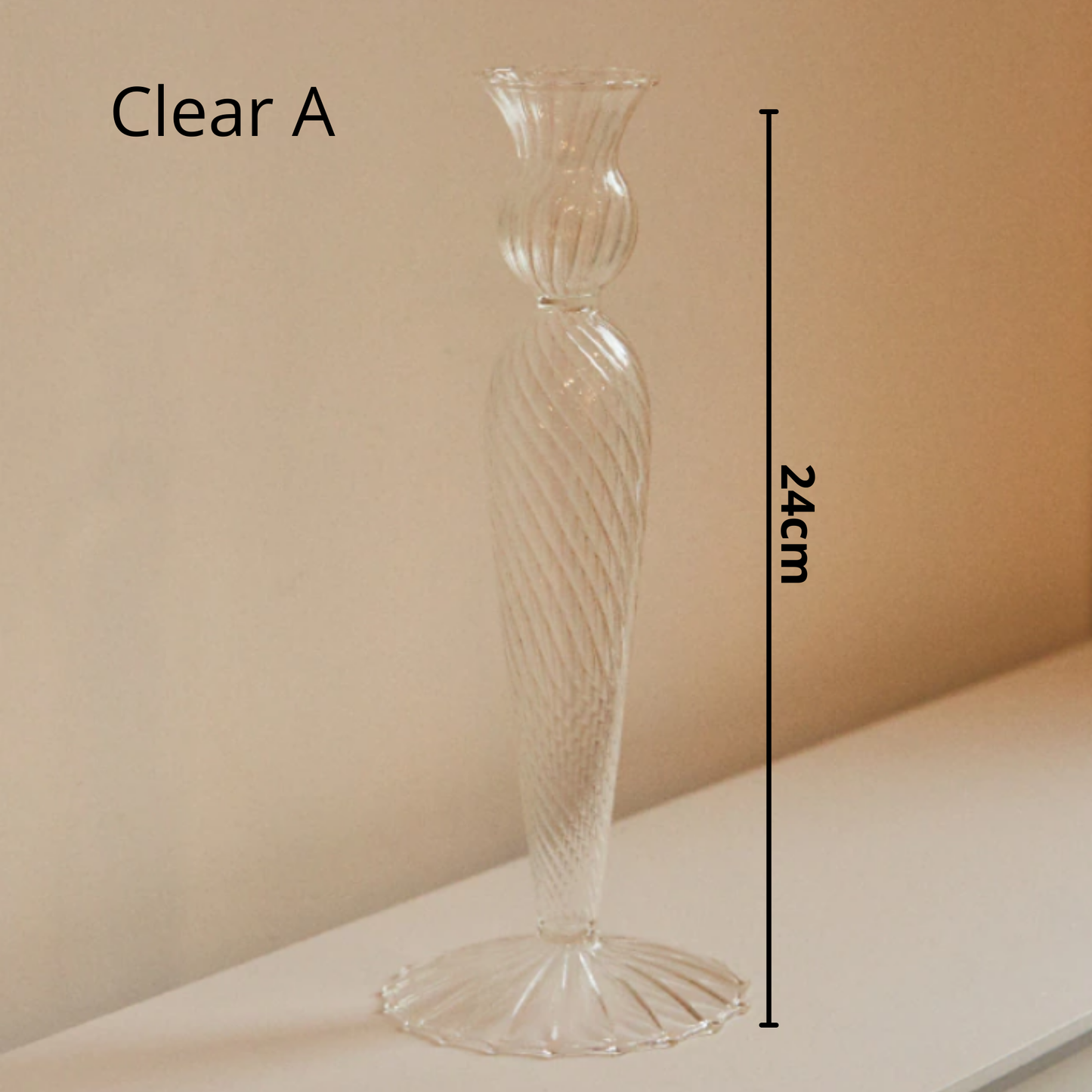 Nordic Taper Glass Candlestick Holder: Berry C