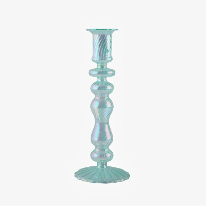 Colorful Egyptian Revival Candlesticks: Big Bone Green