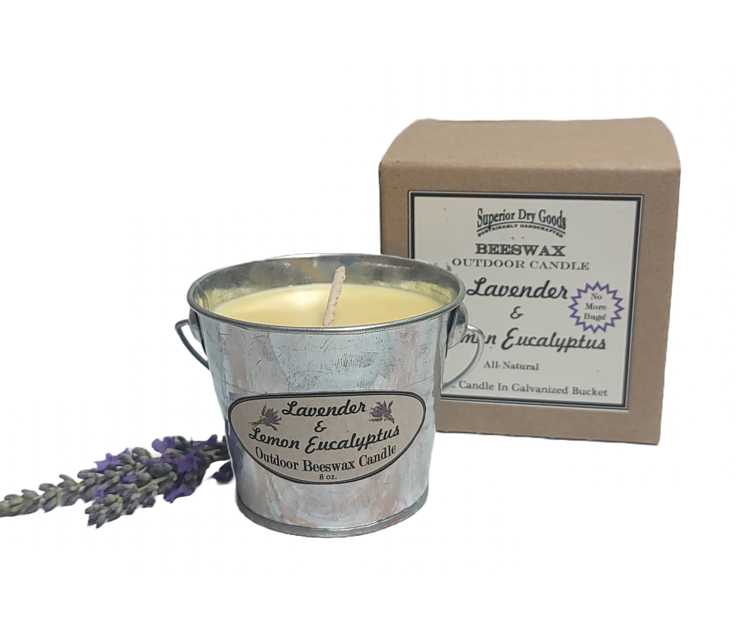 Beeswax Outdoor Candle w/Lavender & Lemon Eucalyptus