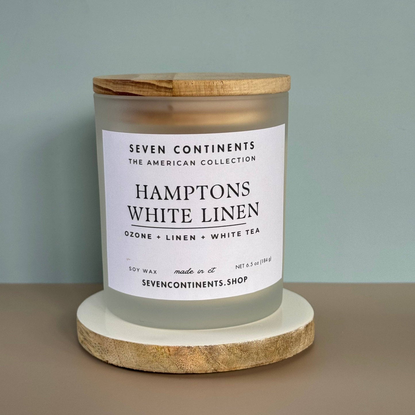 Hamptons White Linen Candle  - White Frosted Glass