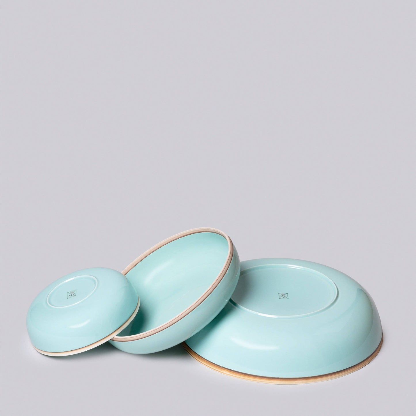 Celadon Glossy Porcelain Nesting Hermit Bowls: Large