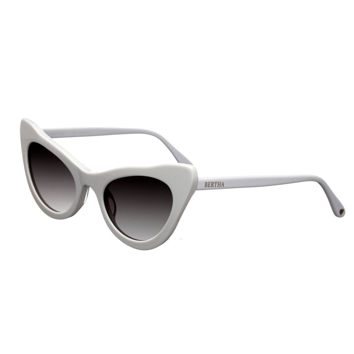 Bertha Kitty Handmade-in-Italy Polarized Cat-Eye Sunglasses: White